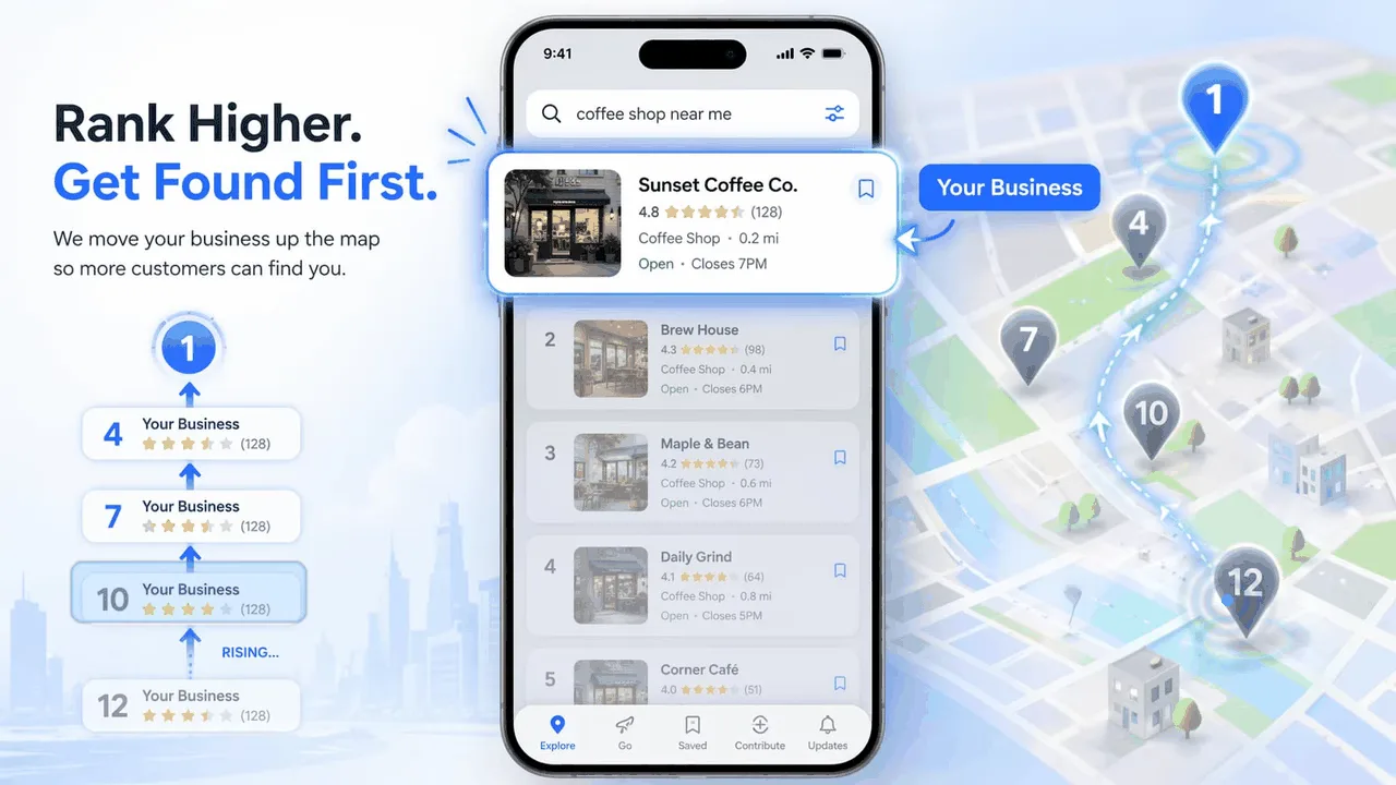 Verslo kilimas iš 12 į 1 vietą „Google Maps“